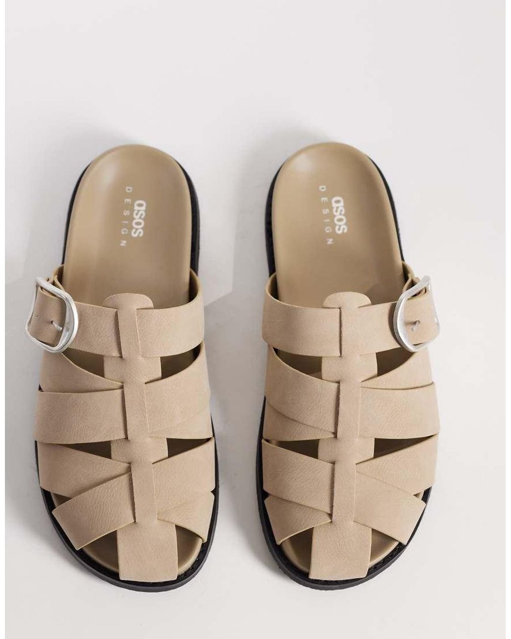 ASOS Cross Over Strap Sandals With Buckle in White for Men | Lyst UK