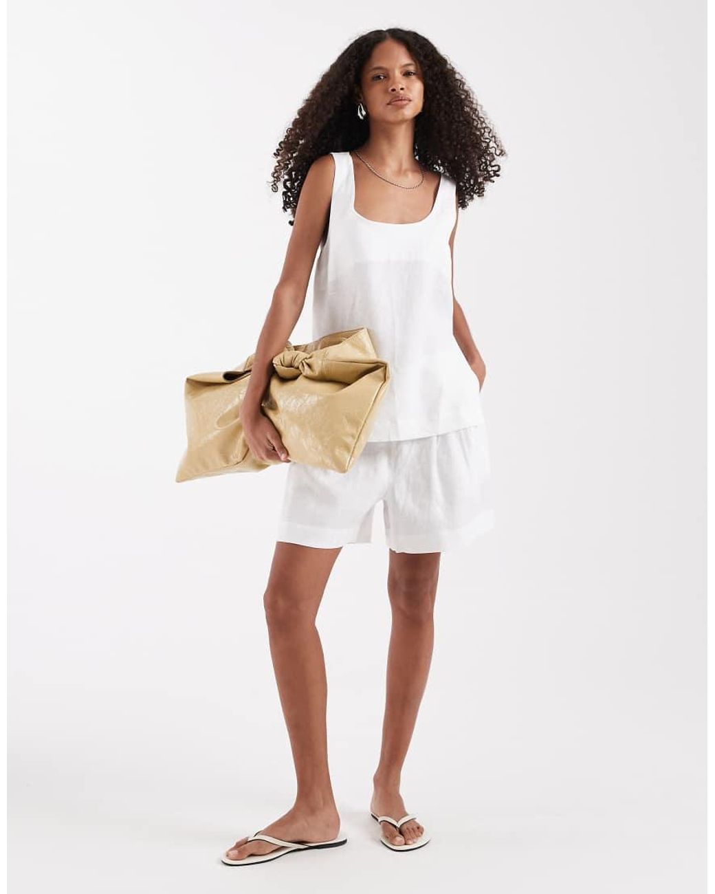 ASOS White Pull On Linen Shorts