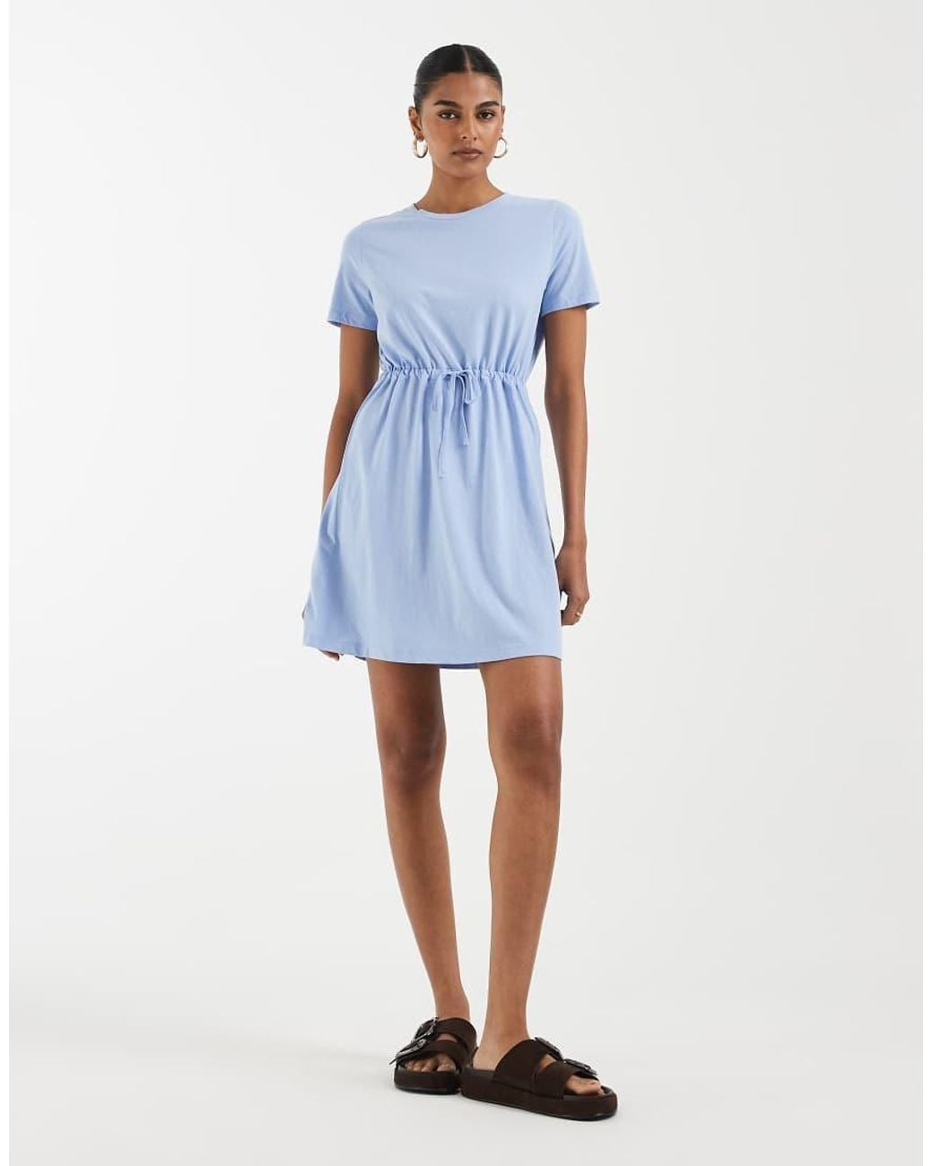 Vero Moda Blue Tie Waist Jersey Mini Dress