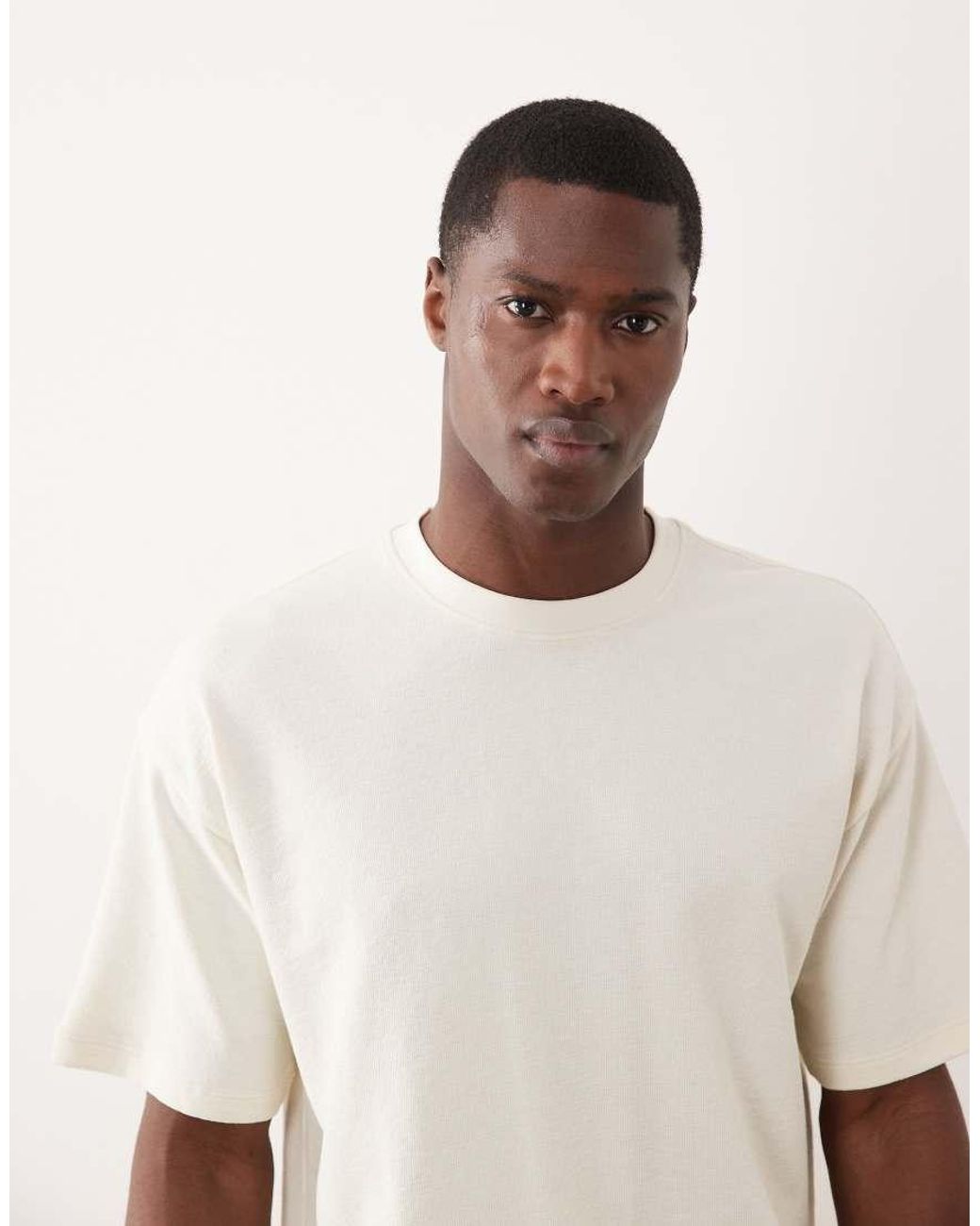 New Look Natural Textured Oversized T-Shirt for men