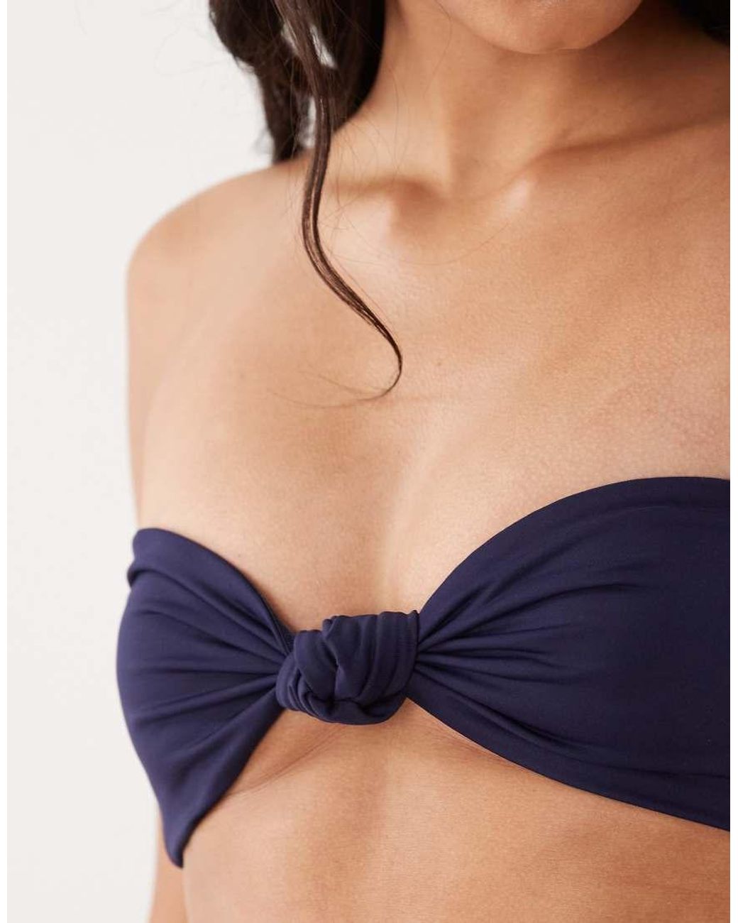 GOOD AMERICAN Multicolor Matte Twist Detail Bandeau Bikini Top