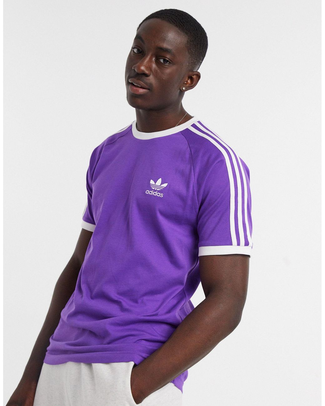 adidas Originals Adicolor Three Stripe T-shirt in Purple for Men | Lyst  Australia | T-Shirts