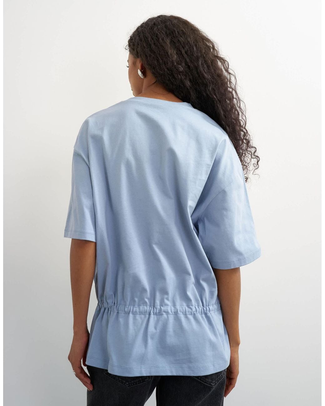 TOPSHOP Blue Tie Waist Tee