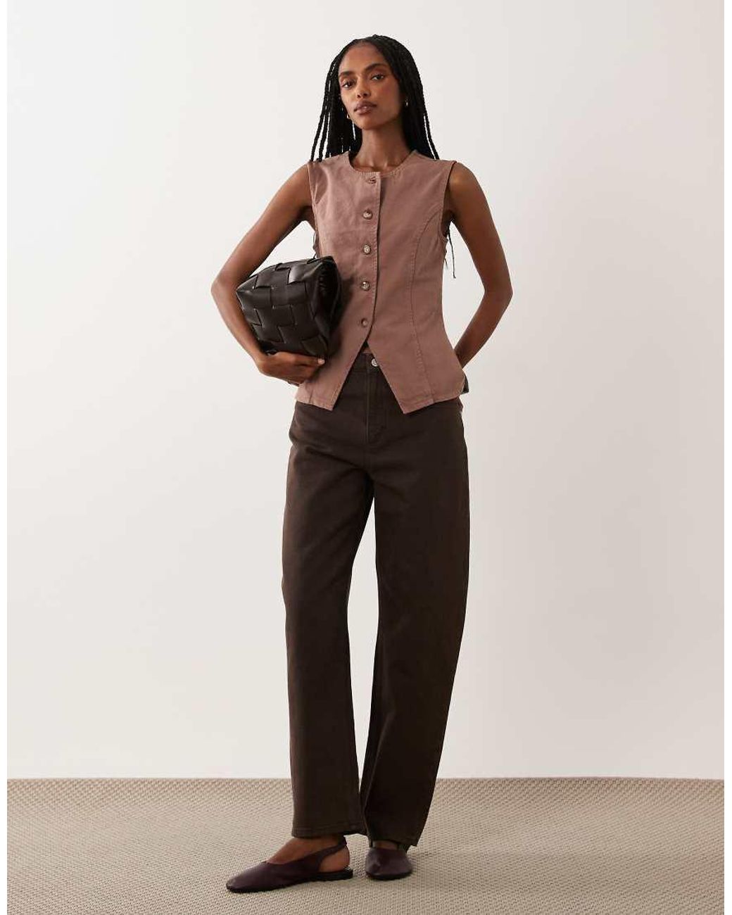 ASOS Brown Denim Boxy Tank Co-ord