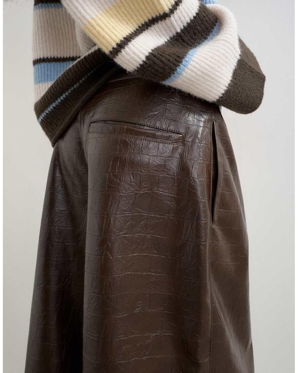 TOPSHOP Natural Croc Faux Leather A Line Bermuda