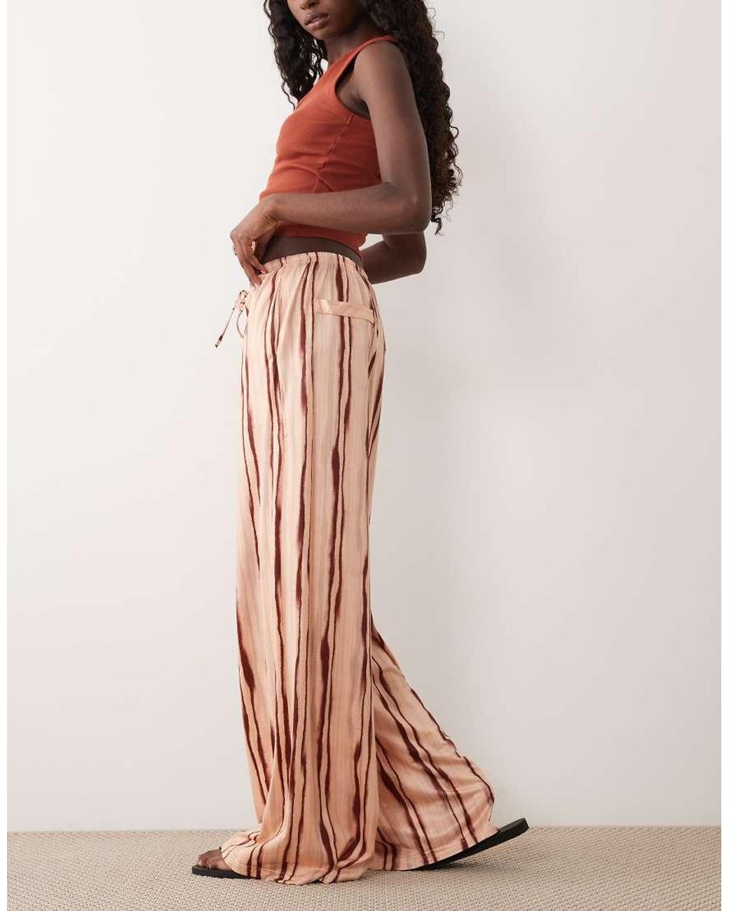 Missy Empire Pink Soft Floaty Wide Leg Drawstring Trousers