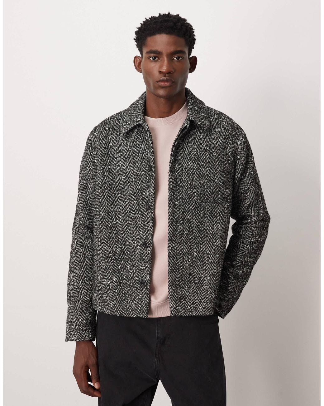 ASOS Gray Wool Look Shacket for men