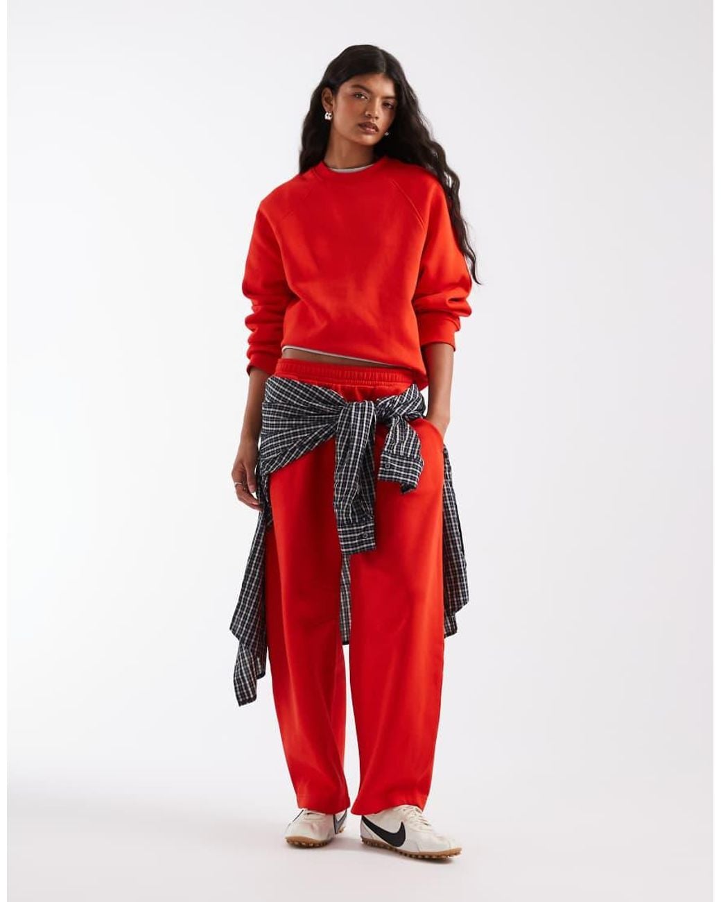 ASOS Red Regular Raglan Brushback Sweat