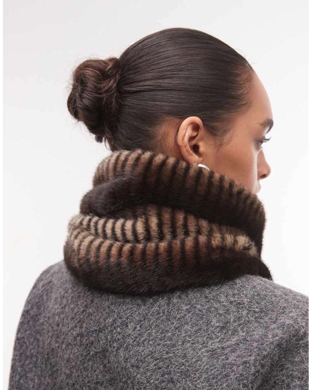 Reclaimed Vintage Black Faux Fur Zebra Print Scarf