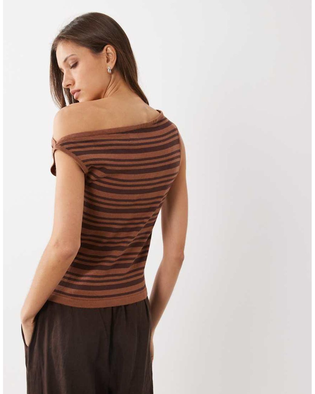 Cotton On Brown Off Shoulder Knit Top