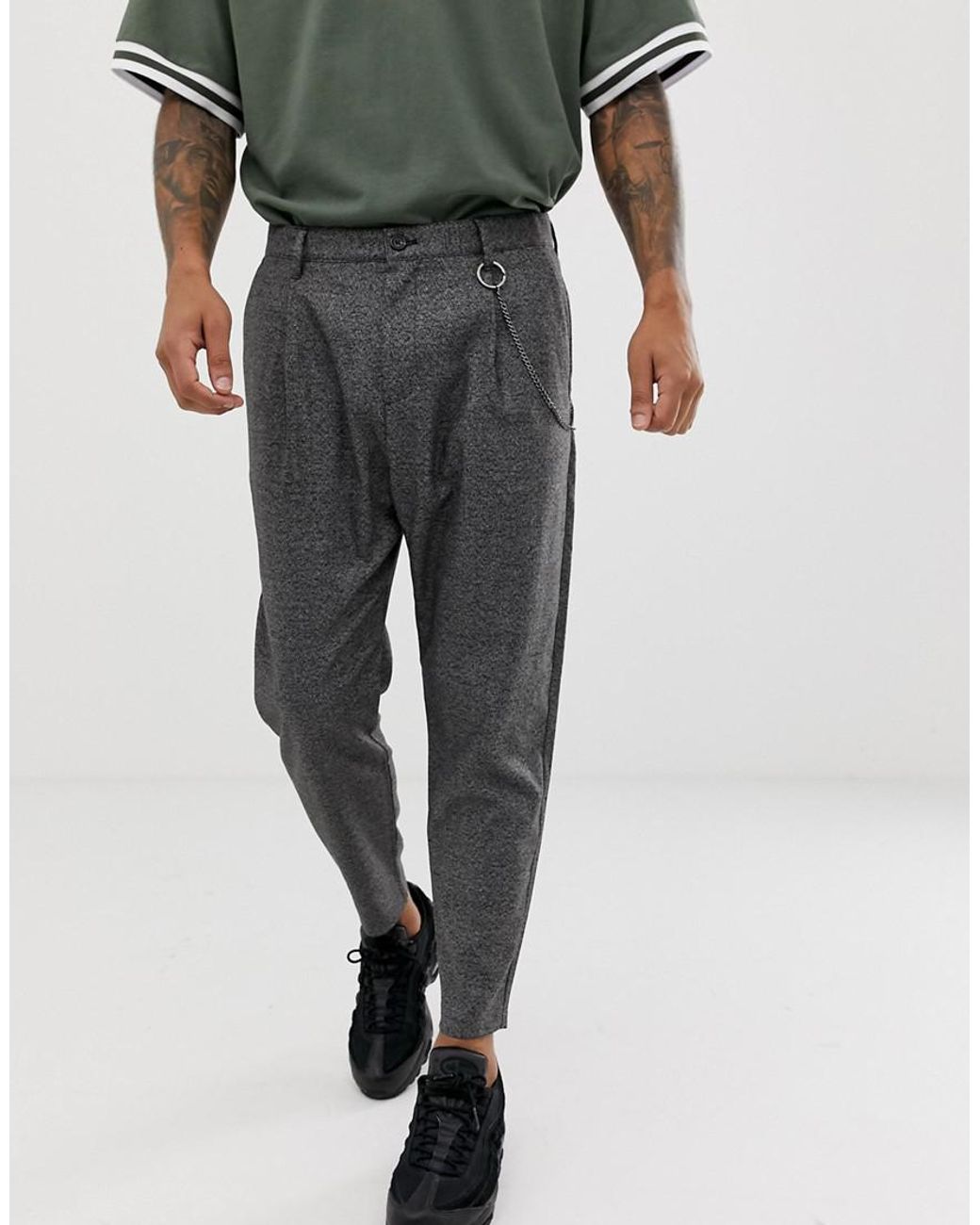 Buy Formals by tside Grey Checked Carrot Fit Trousers online | Looksgud.in