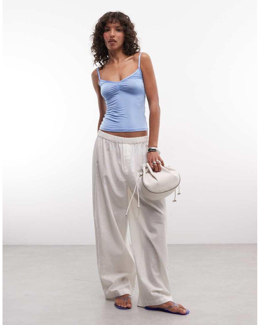 Monki Blue V-neck Strap Top