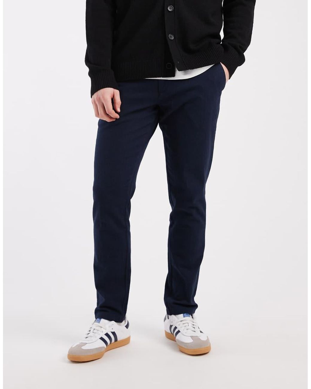 Jack & Jones Black Slim Fit Herringbone Chino for men