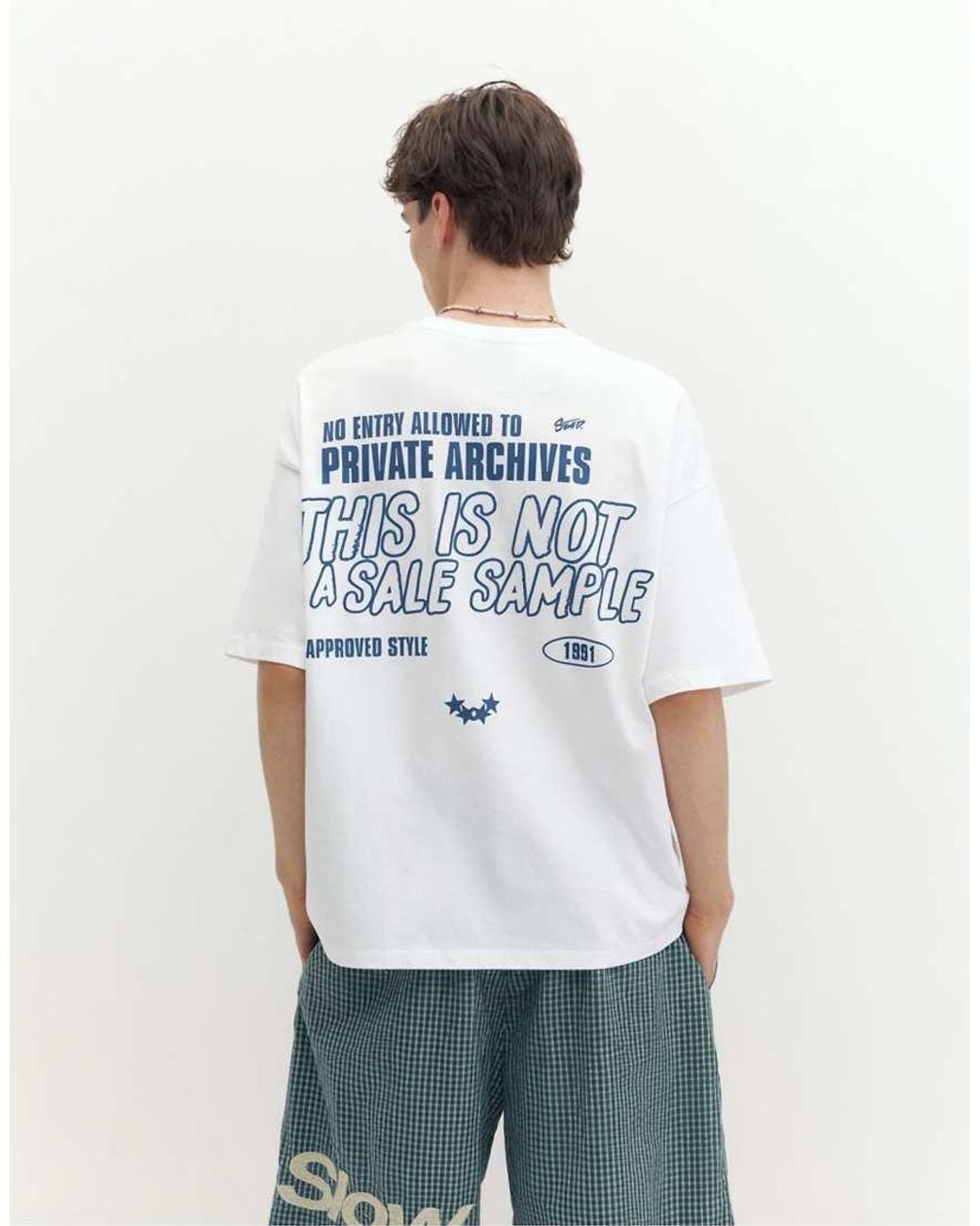Pull&Bear White Stwd Private Archives Graphic T-shirt for men
