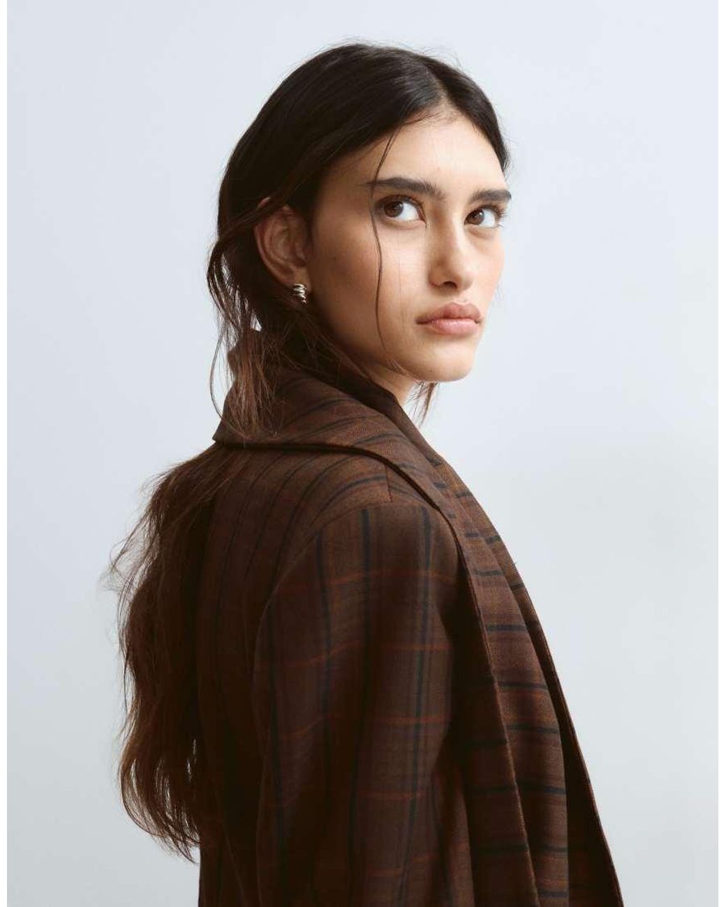 ARRANGE Brown Drape Scarf Neck Blazer Co-ord