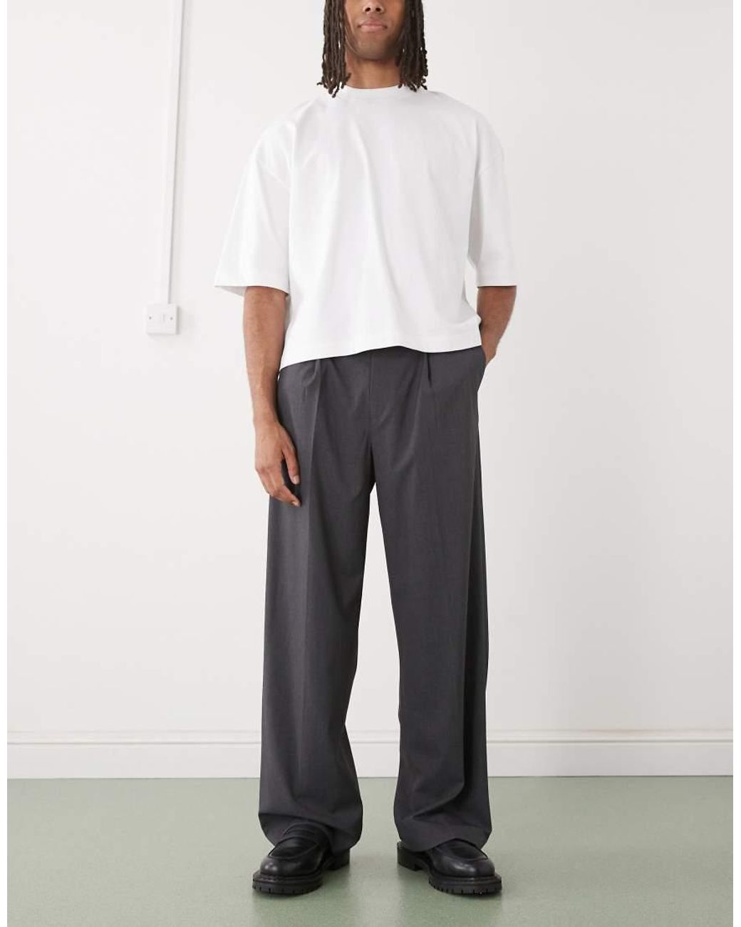 Weekday Gray Loose Fit Tailored Trousers for men