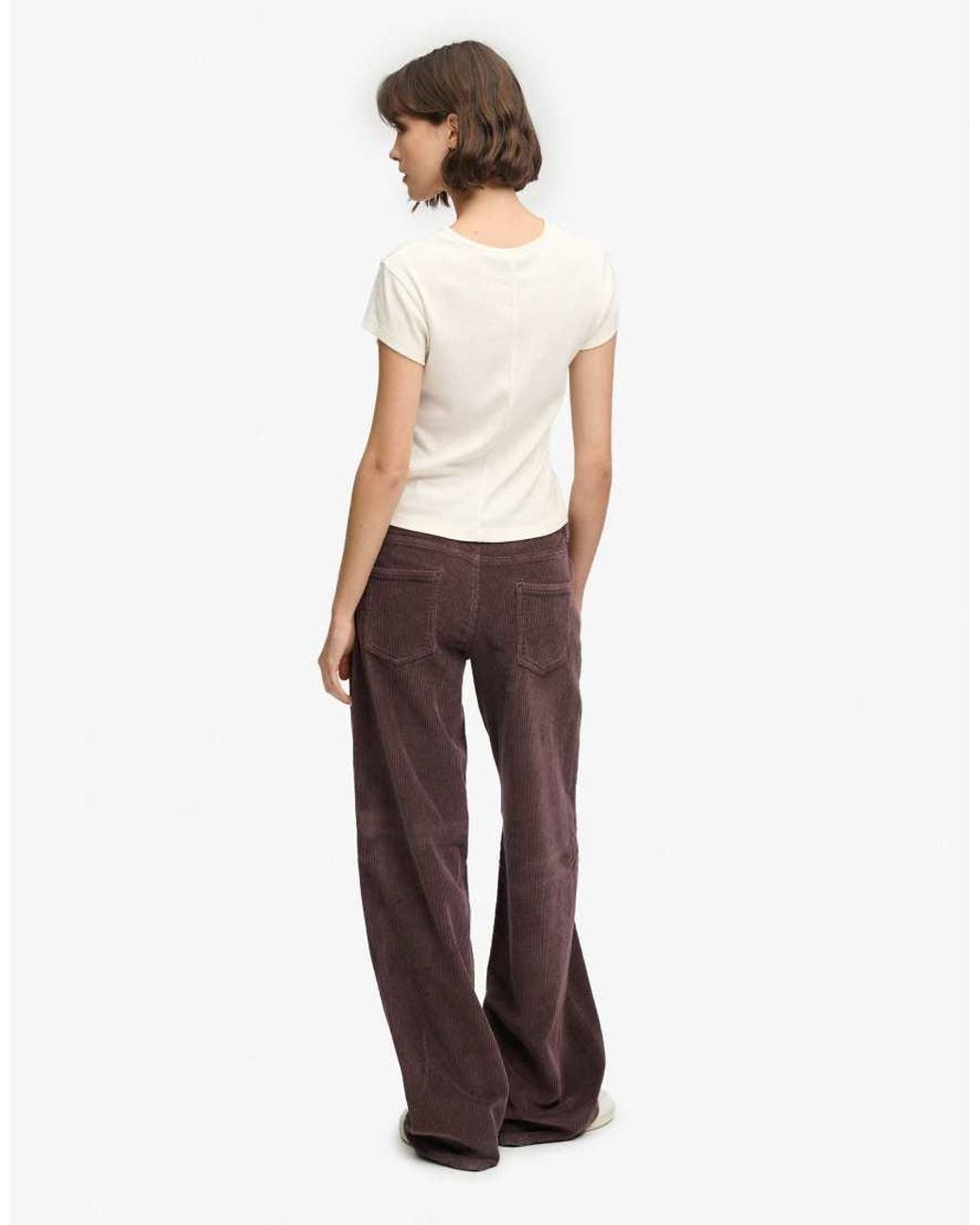 Superdry White Mid Rise Baggy Jumbo Cord Pants