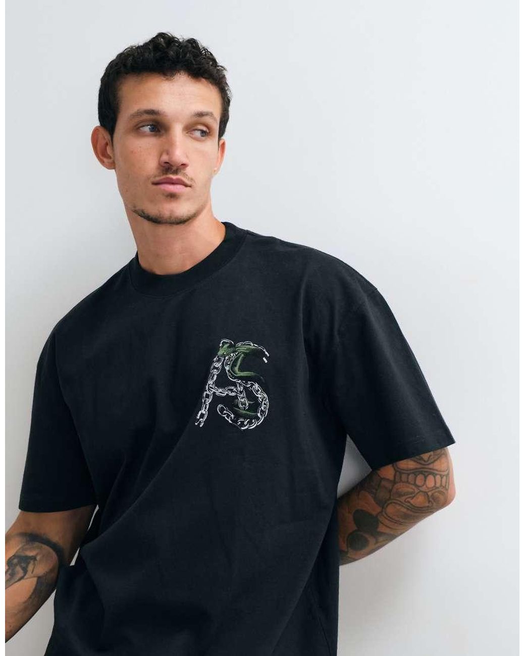 AllSaints Blue Linx Short Sleeve Graphic Logo T-shirt With Back Print for men