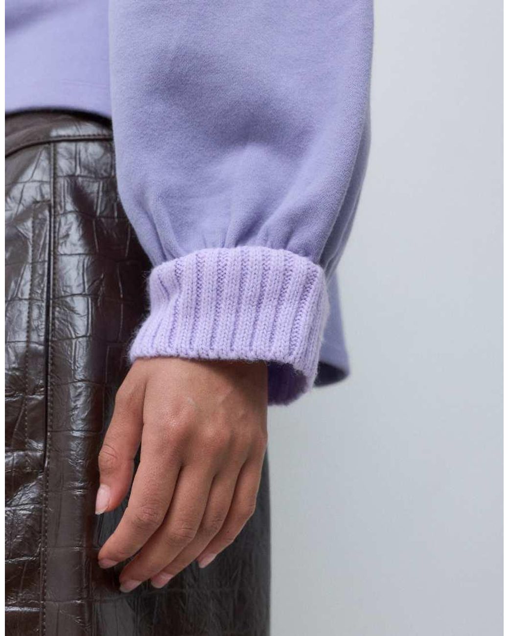 ASOS Purple Sweatshirt With Knitted Collar And Cuffs