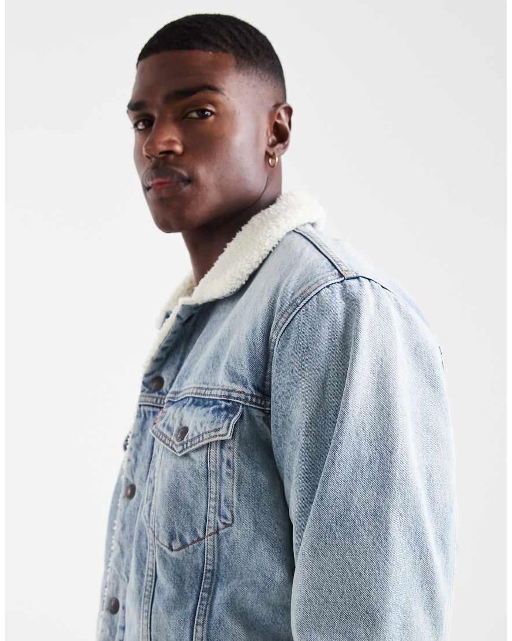 Levi's Blue Relaxed Fit Sherpa Denim Trucker Jacket for men