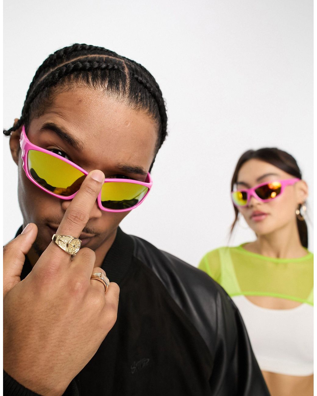 Buy 3 Pairs Neon Retro Semi Rimless Sunglasses 80s 90s Zigzag Sunglasses  Colored Transparent Lens Sun Glasses for Men Women (Bright Color) at  Amazon.in