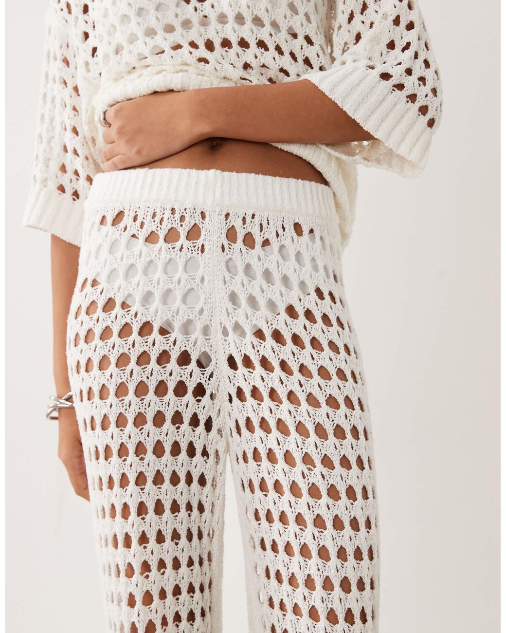 Ensemble pantalon large crochet ASOS en coloris Natural