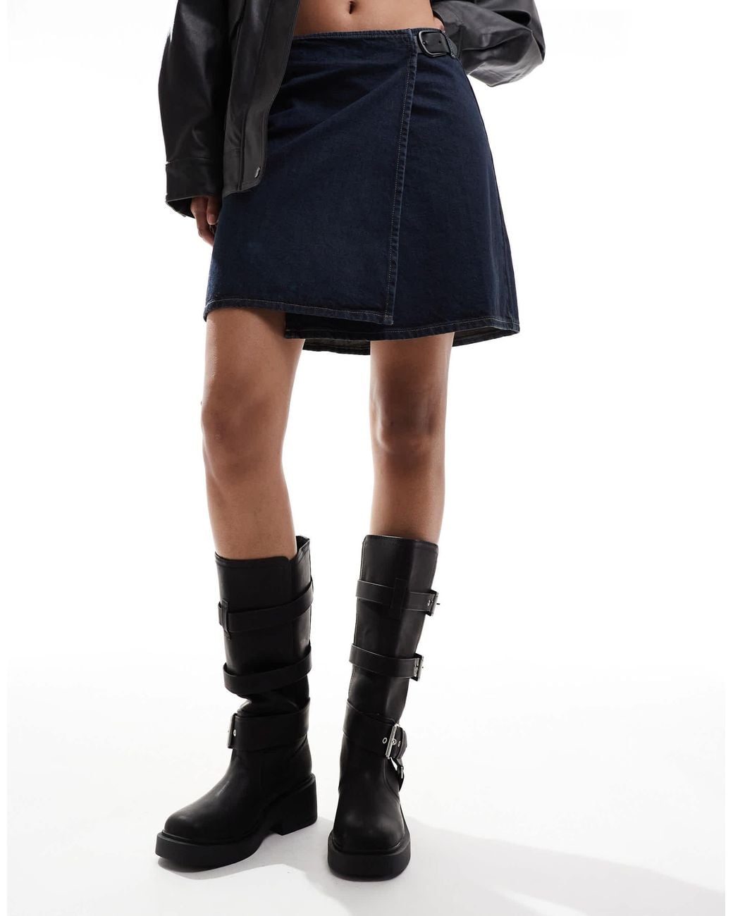 ASOS Black Captain Multi-buckle Biker Knee Boots