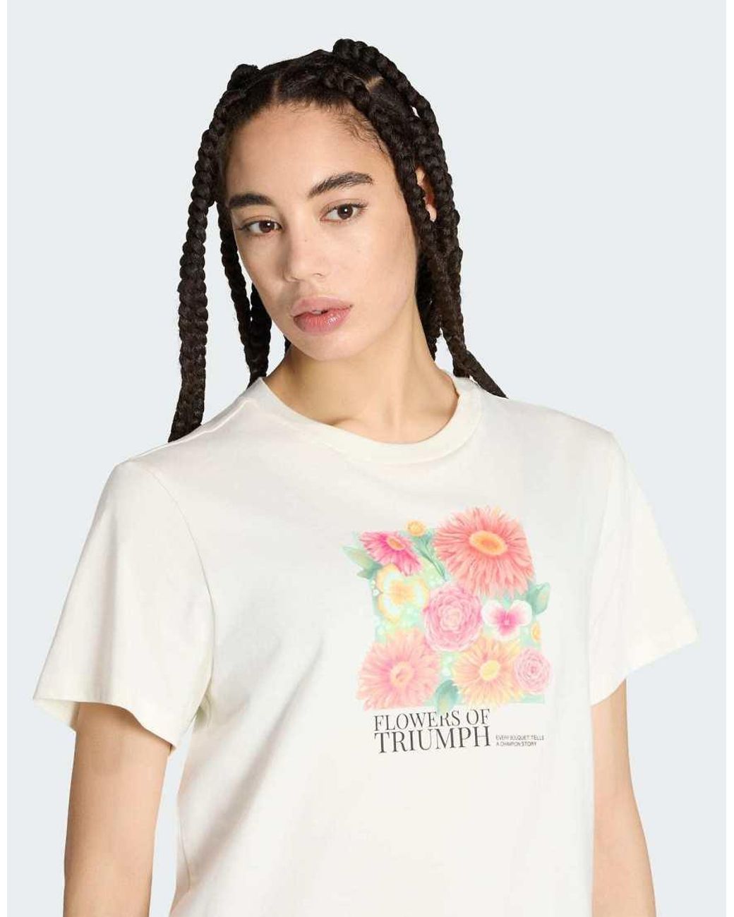 Adidas Originals White Floral Loose Graphic T-shirt 2