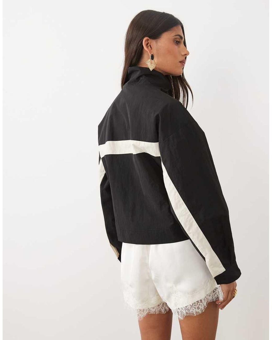 Lioness Black Essential Funnel Neck Windbreaker Jacket