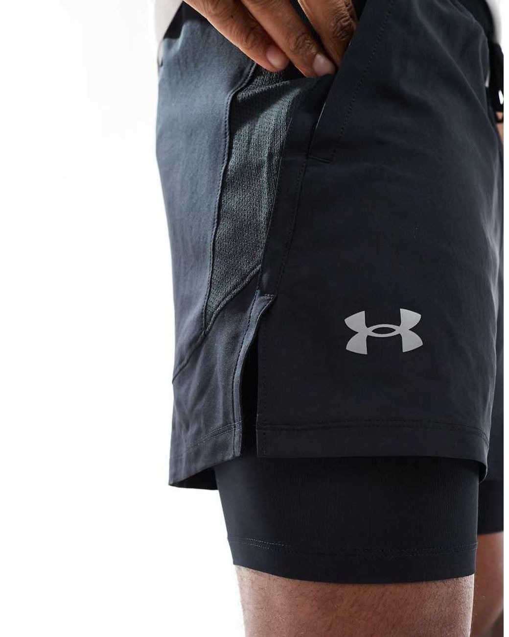 Under Armour Blue Launch 5 Inch 2-in-1 Shorts for men