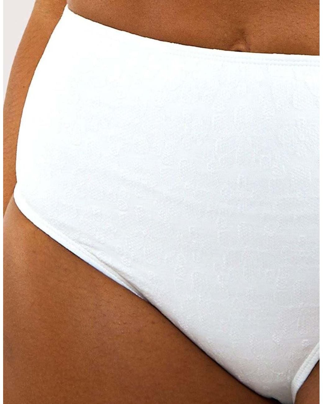 Peek & Beau White Textured High Waisted Bikini Bottom