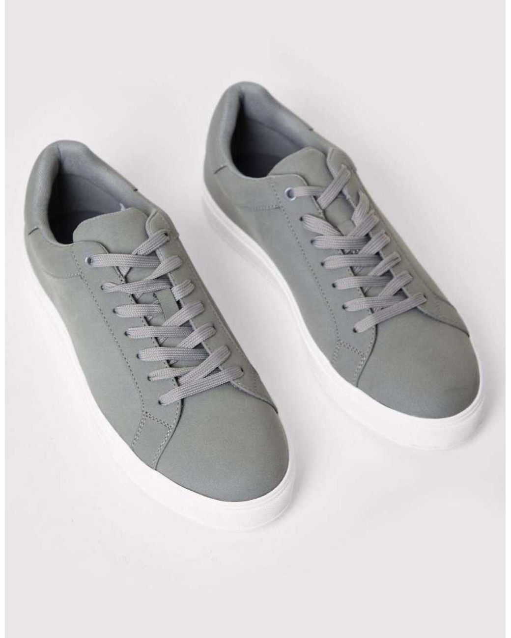 Threadbare Gray Faux Suede Court Trainers for men