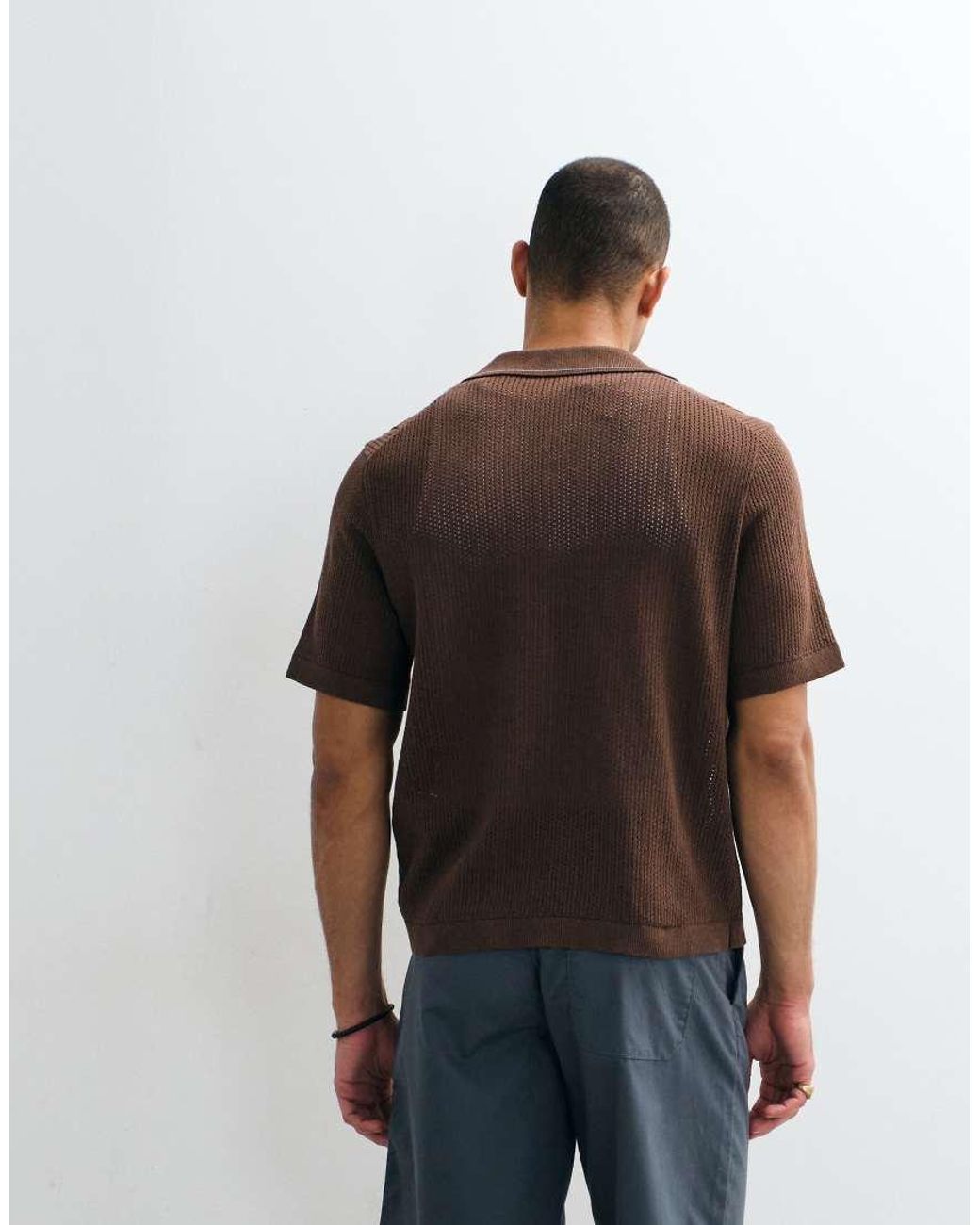 Only & Sons Brown Boxy Fit Knit Shirt for men
