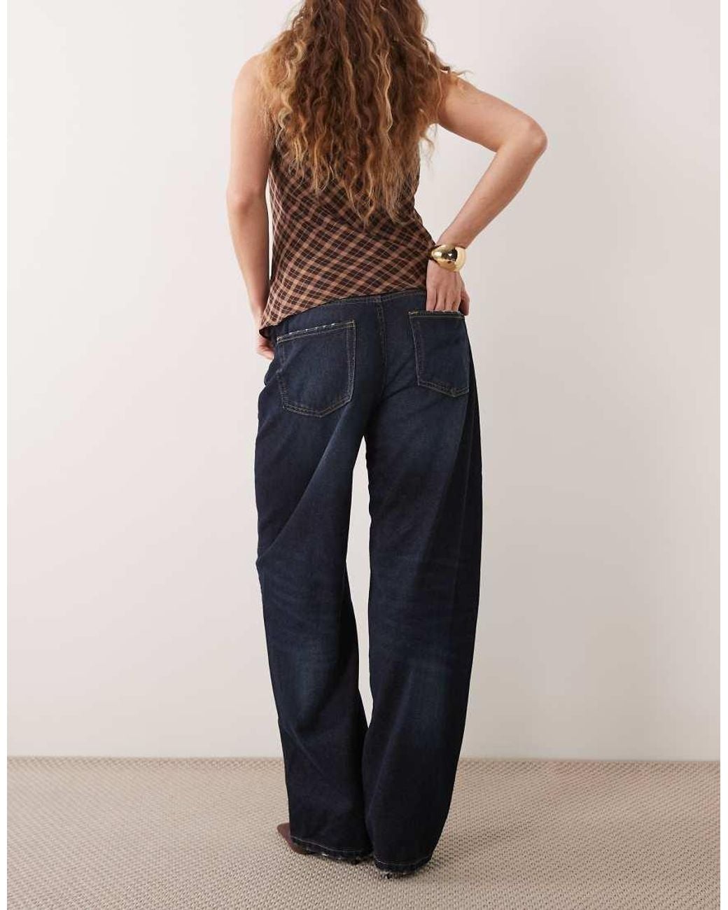 Gina Tricot Blue Mid Waist Barrel Jeans