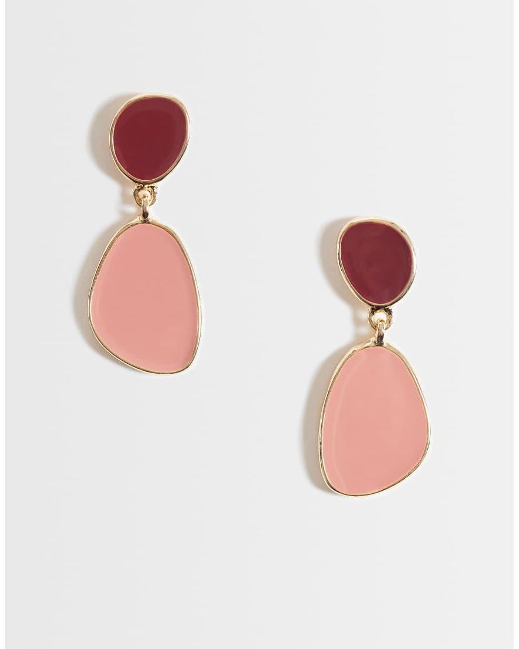 Accessorize Pink Enamel Double Drop Earrings