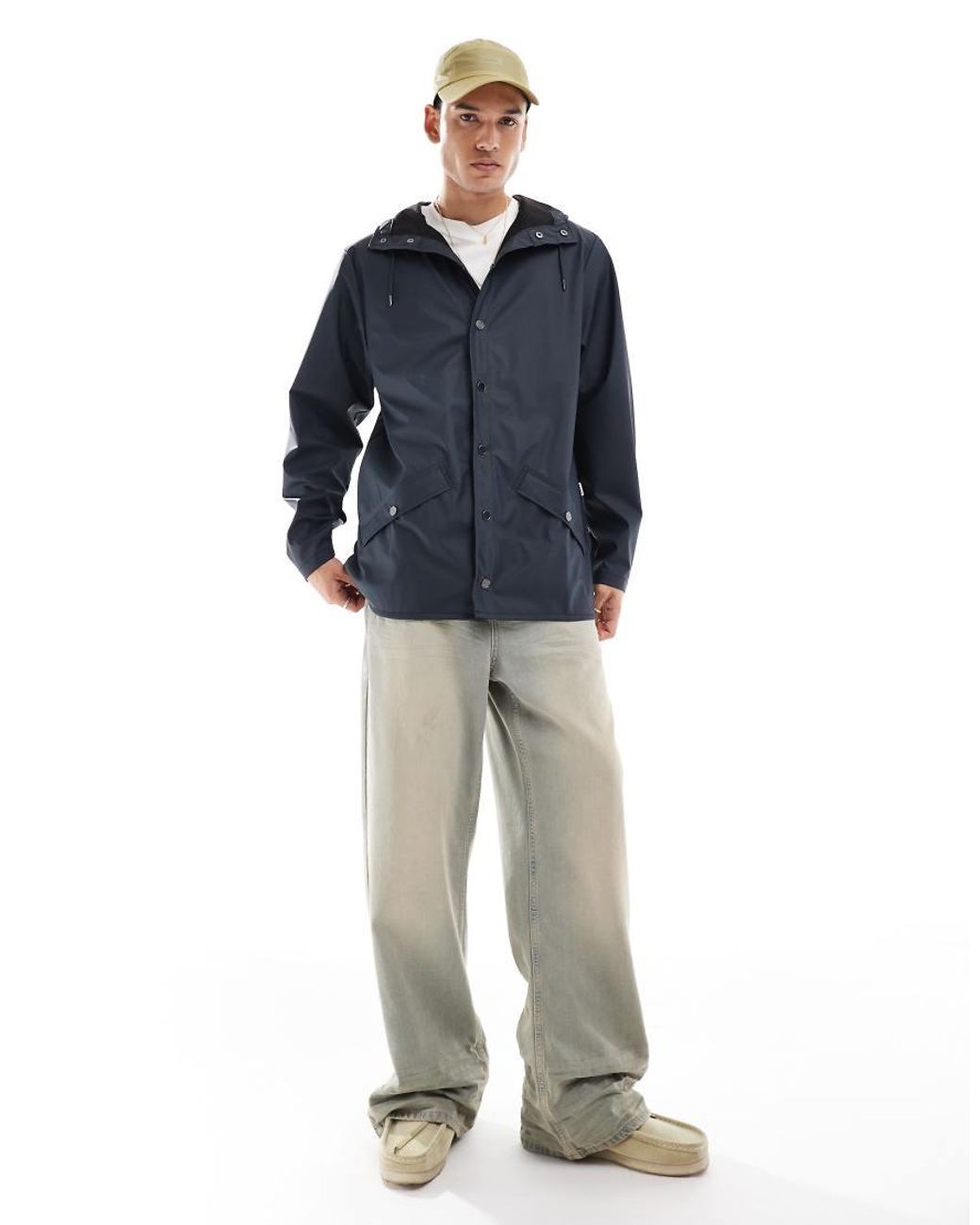 Rains Blue 12010 Waterproof Short Jacket for men