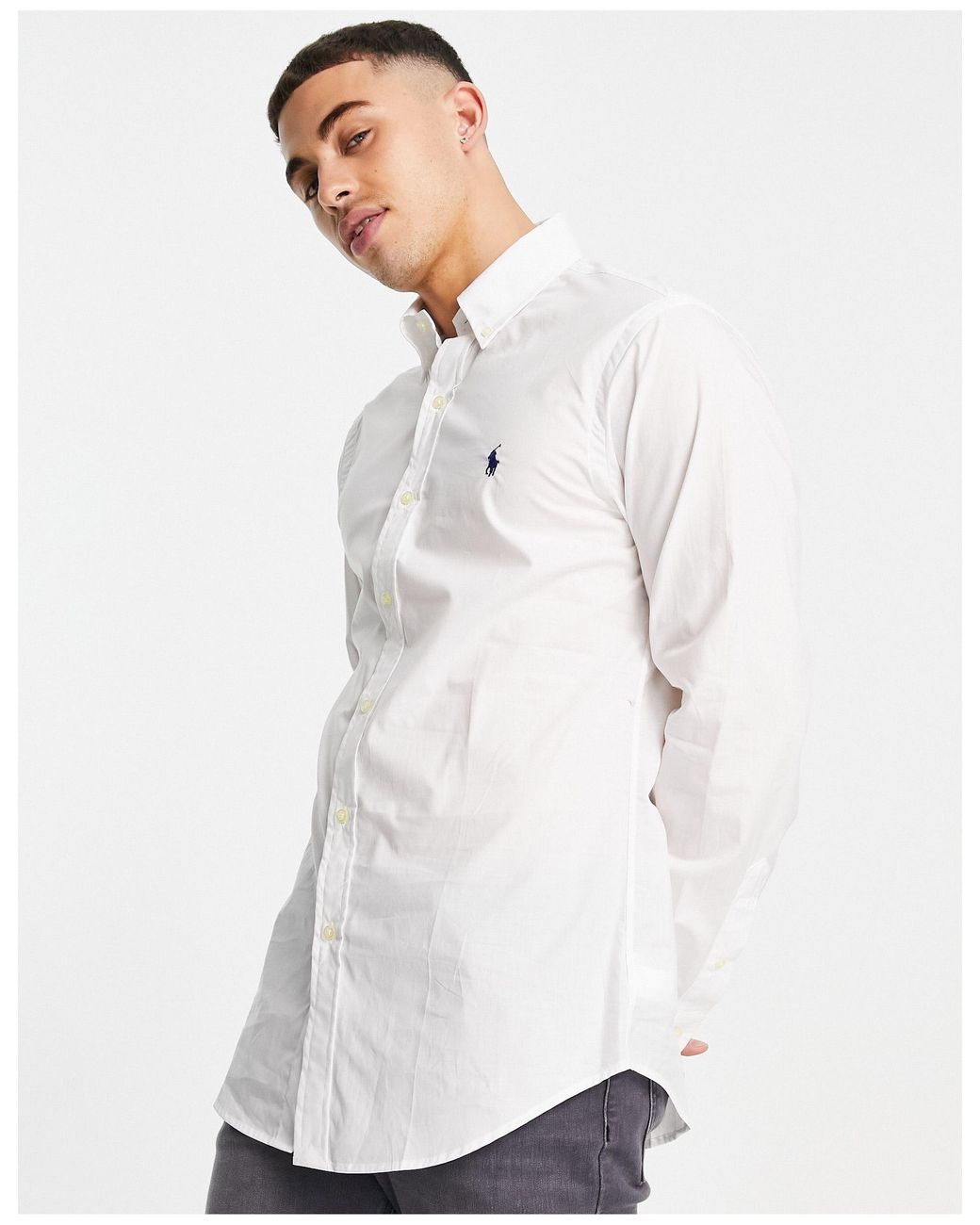 Polo Ralph Lauren Poplin Shirt Slim Fit in White for Men | Lyst