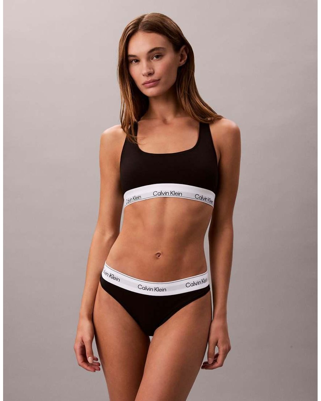 Calvin Klein Black Underlined Icon Cotton Modal Scoop Bralet