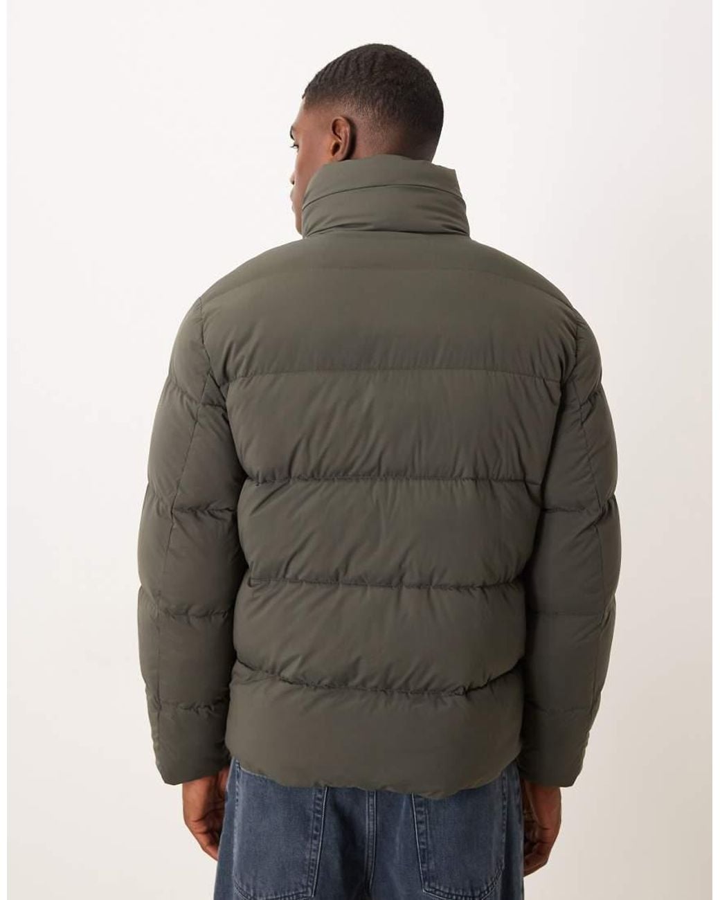 Mango Gray High Neck Water Repellent Puffer Jacket With Built for men