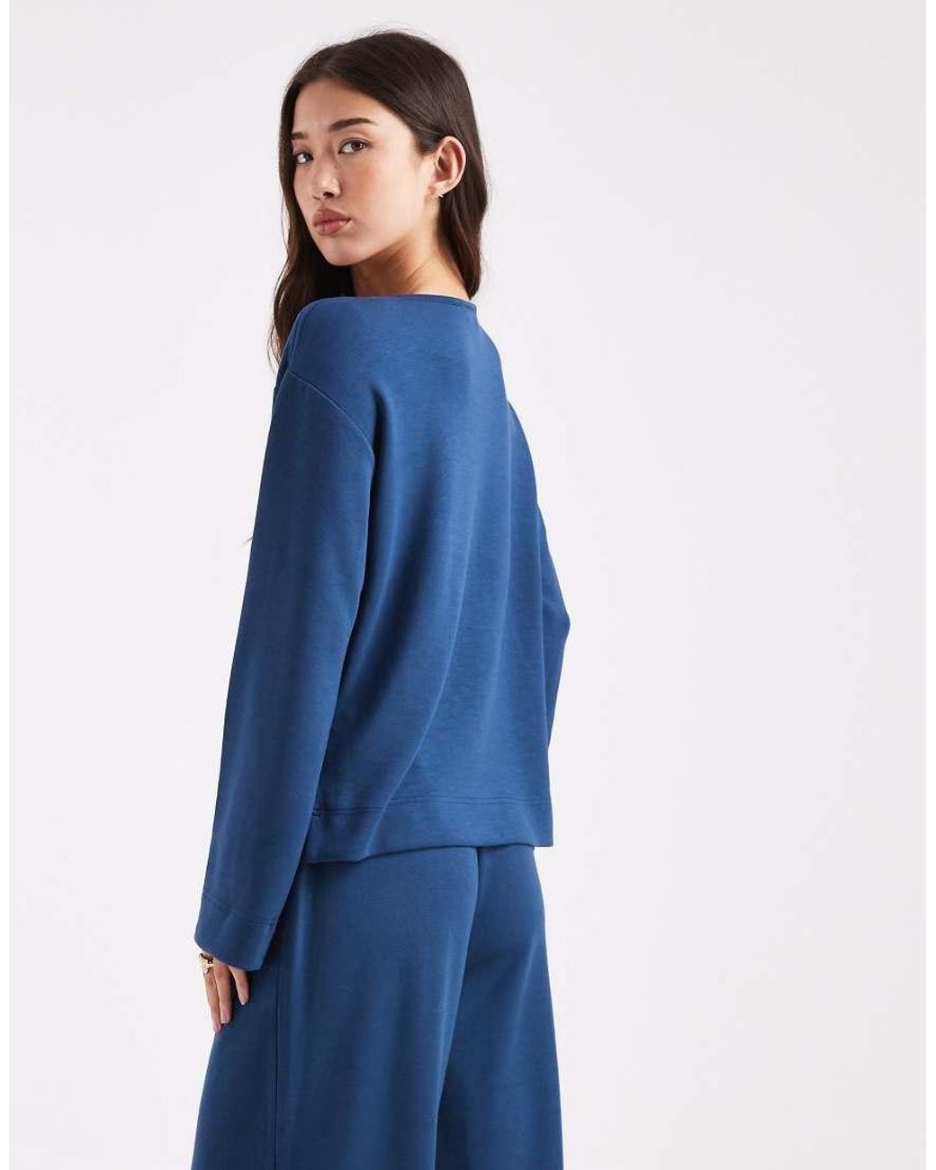 Vero Moda Blue Soft Jersey Boat Neck Sweatshirt Co-ord