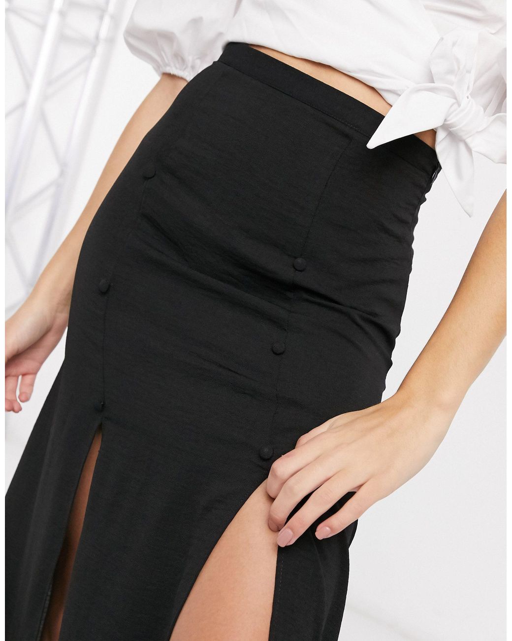 Jupe longue a double fente ASOS en coloris Noir Lyst