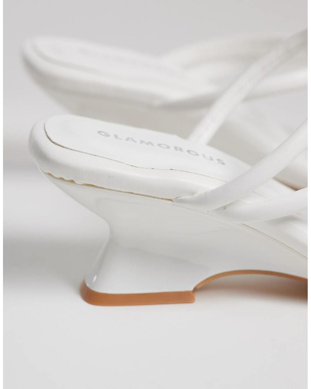 Glamorous White Wedge Sandals