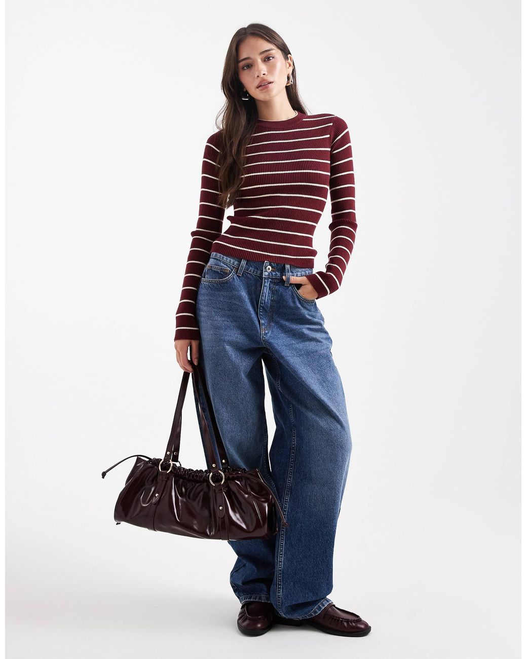Pieces Red Rib Knit Top