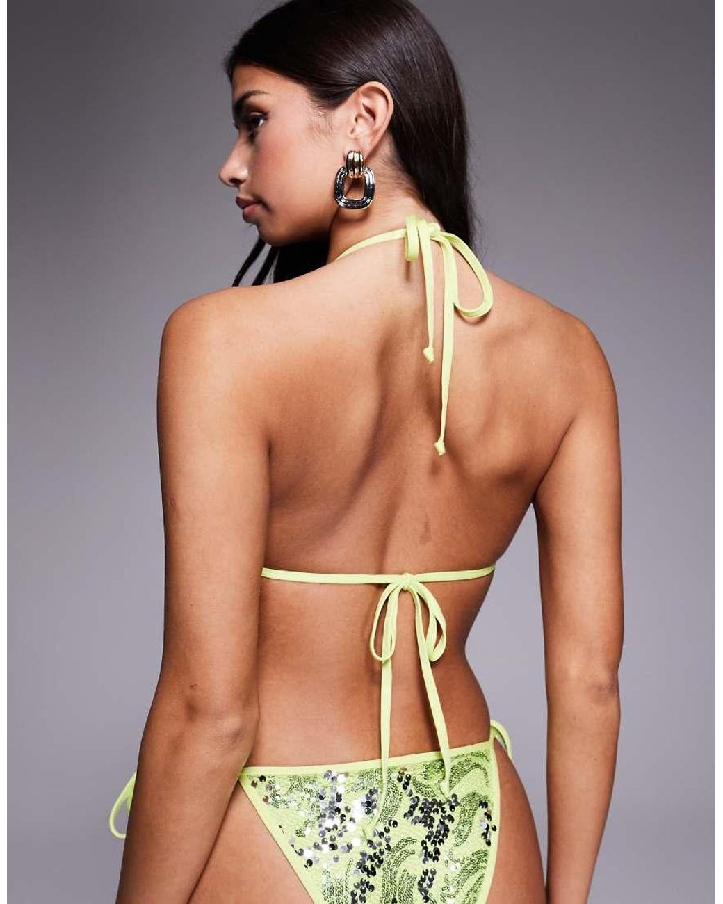 South Beach Green Sequin Triangle Bikini Top