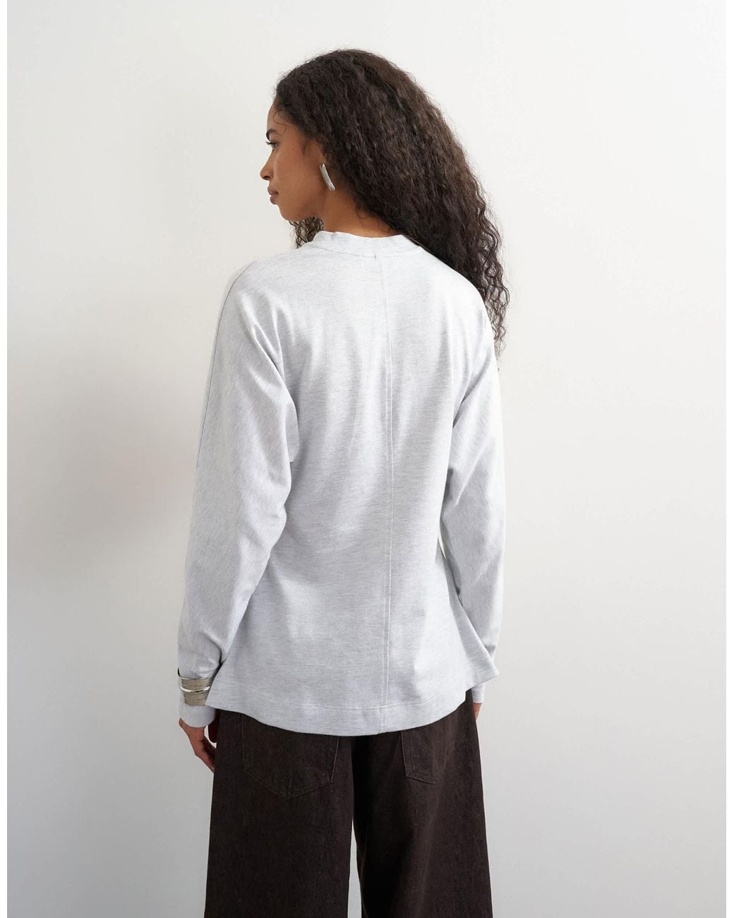 TOPSHOP Long Sleeve Split Side Cinched Tee in White | Lyst