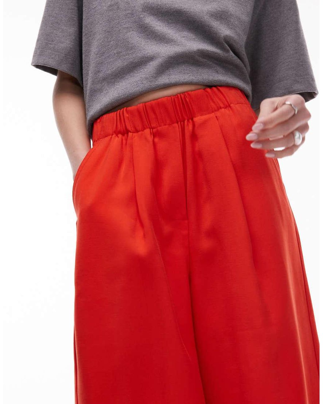 TOPSHOP Red Tailo Longline Pull On Shorts
