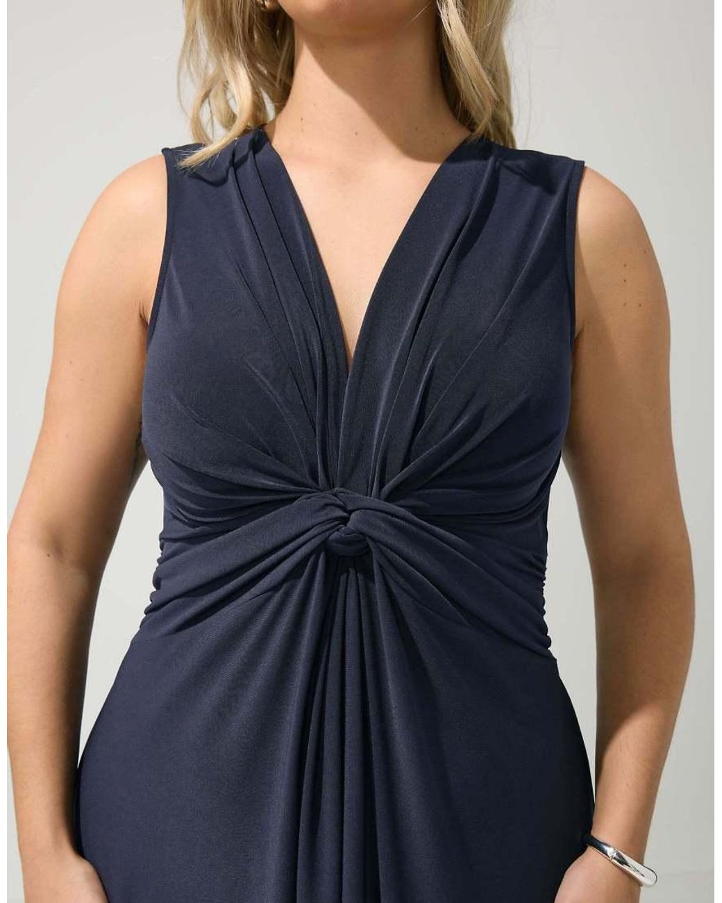 Yours Clothing Blue Abstract Knot Detail Dress