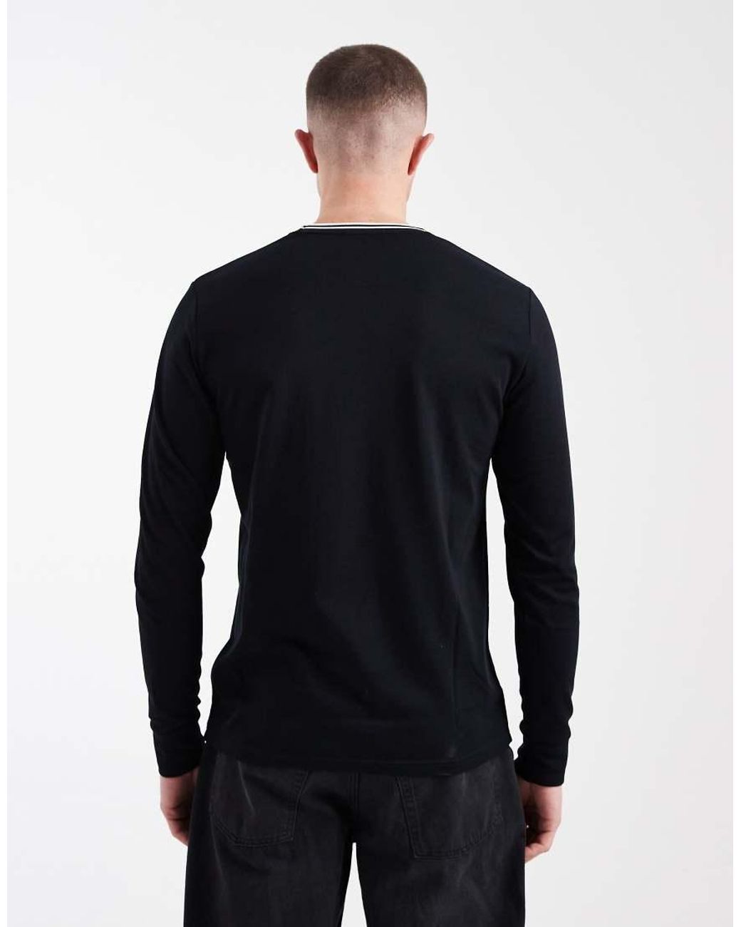 Fred Perry Blue Long Sleeve Twin Tipped Logo T-shirt for men