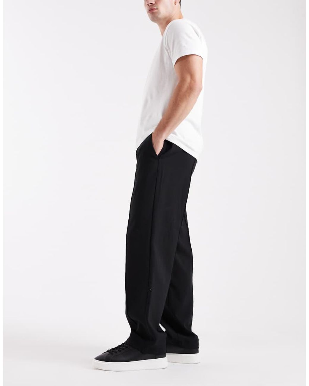 Only & Sons White Loose Fit Pintuck Trouser for men