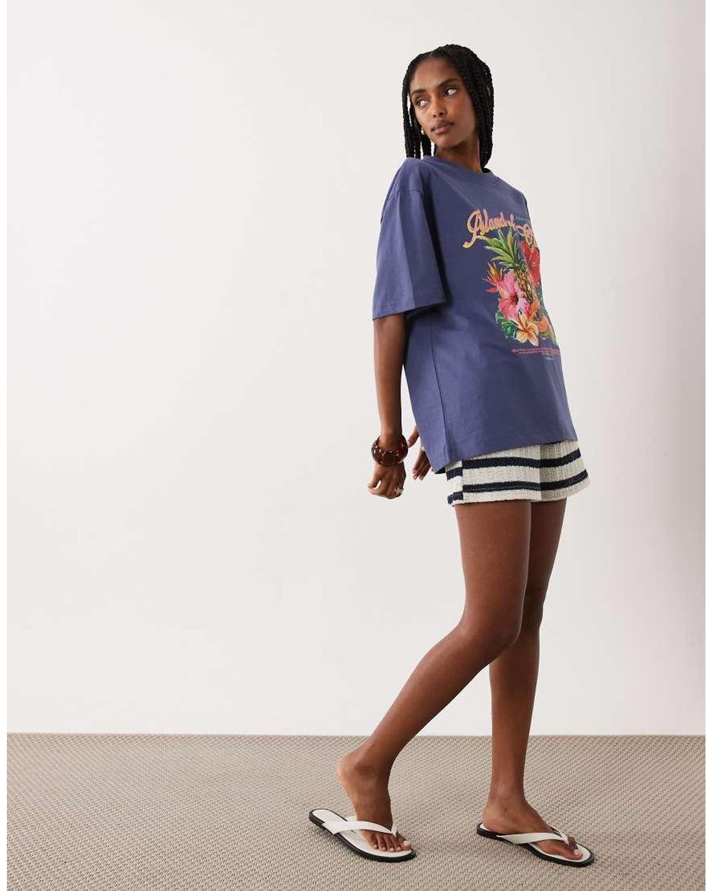 ASOS Blue Oversized T-shirt With Oahu Exotic Fruit Graphic